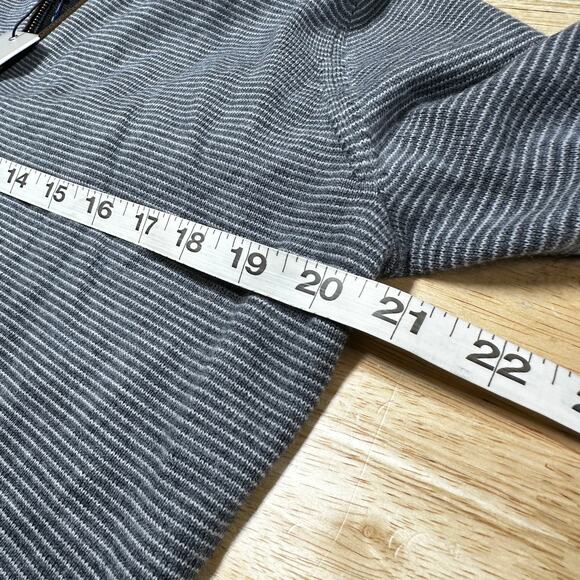 Peter Millar Needle Stripe Wool Quarter Zip Sweater Gray Men's Size Small NWT - Picture 11 of 12